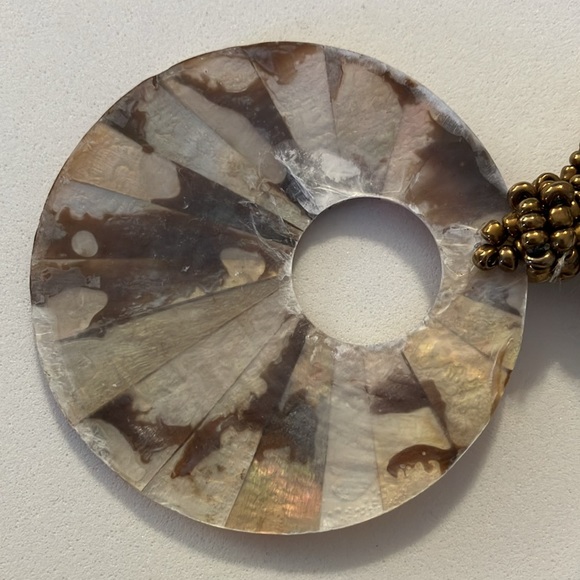 Gold Beaded Dangling Shell Necklace - Picture 6 of 7